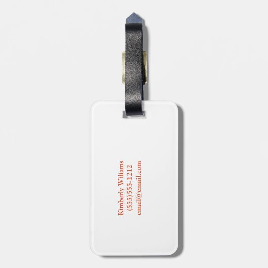 Peach Floral Monogram Bagagelabel (Achterkant verticaal)