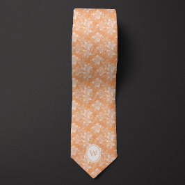 Peach Floral Monogram Stropdas