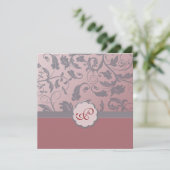 Peach Floral Monogram Uitnodiging (Staand voorkant)