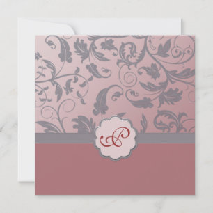 Peach Floral Monogram Uitnodiging
