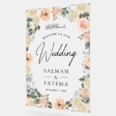 Peach Floral Muslim Wedding Welcome Frosted Acryl Bord (Hoek)