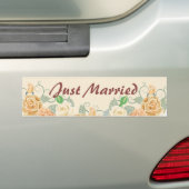 Peach Floral net getrouwd Bumpersticker (Op auto)
