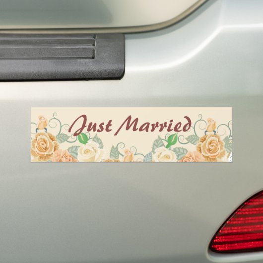 Peach Floral net getrouwd Bumpersticker (Op auto)