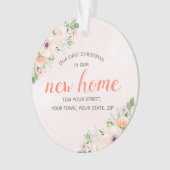 Peach Floral Ons nieuwe thuishuis Ornament (voorkant)