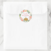 Peach Floral Onze kleine pompoen verjaardag Ronde Sticker (Tas)