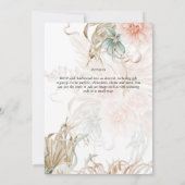 Peach Floral Pampas Grass BOHO Wedding Invitation Kaart (Achterkant)