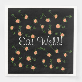 Peach Floral Pattered Servetten