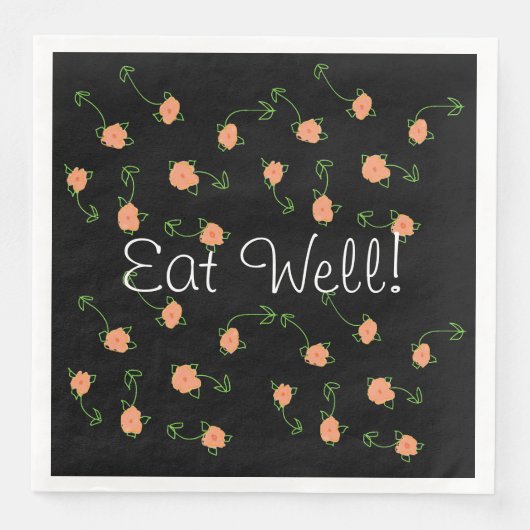  Peach Floral Pattered Servetten (Voorkant)