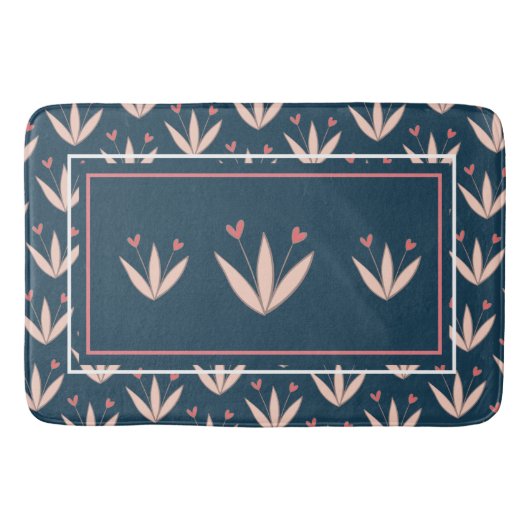 Peach Floral Pattern Badmat (Voorkant)