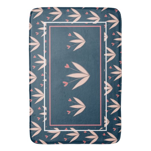 Peach Floral Pattern Badmat (Voorkant Verticaal)