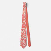 Peach Floral Pattern Custom Necktie Stropdas (Voorkant)