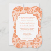 peach Floral Pattern Love Bird Wedding Kaart (Voorkant)