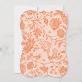  peach Floral Pattern Love Bird Wedding Kaart (Achterkant)