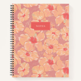 Peach Floral Pattern Notitieboek