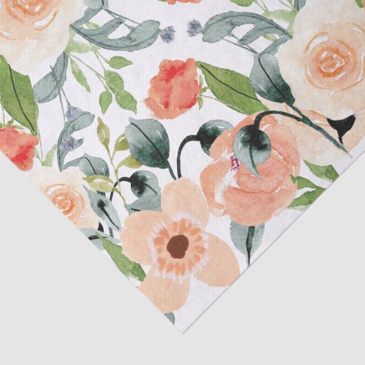 Peach Floral Pattern Tissuepapier (Detail)