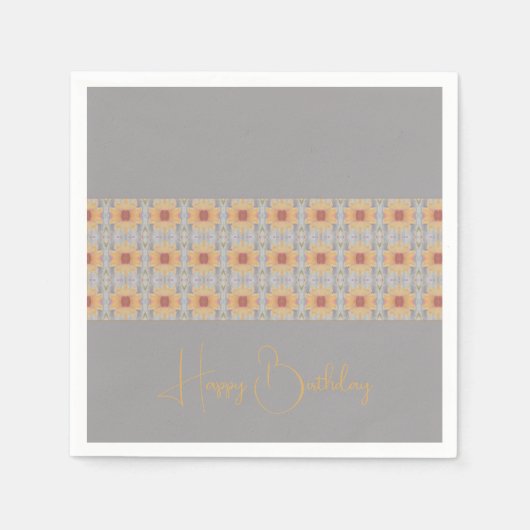 Peach Floral Patterned Servet (Voorkant)