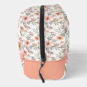 Peach Floral Personalized Cosmetic Bag Toilettasje (Rechts)