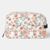Peach Floral Personalized Cosmetic Bag Toilettasje (Achterkant)