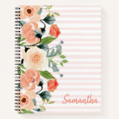 Peach Floral Personalized Notitieboek (Voorkant)