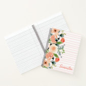 Peach Floral Personalized Notitieboek (Binnen)