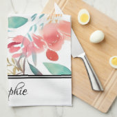 Peach Floral Personalized Theedoek (Quarter Fold)