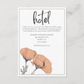 Peach Floral Poppies Modern Elegant Wedding Hotel Informatiekaartje (Voorkant)
