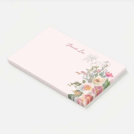 Peach Floral Post-it® Notes (Schuin)