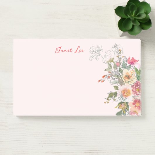 Peach Floral Post-it® Notes (Kantoor)
