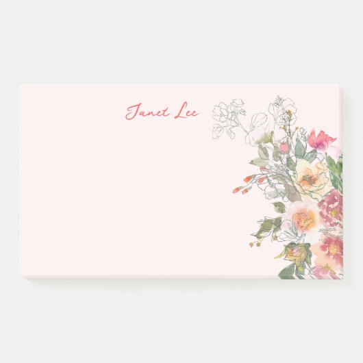 Peach Floral Post-it® Notes (Voorkant)
