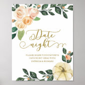 Peach Floral Pumpkin Herfst Date Night Jar Sign Poster (Voorkant)