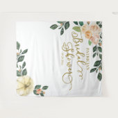 Peach Floral Pumpkin Herfst Vrijgezellenfeest Back Wandkleed (Voorkant (horizontaal))