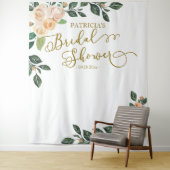 Peach Floral Pumpkin Herfst Vrijgezellenfeest Back Wandkleed (In situ)