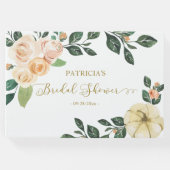 Peach Floral Pumpkin Herfst Vrijgezellenfeest Gast Gastenboek (Voorkant)