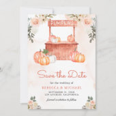 Peach Floral Pumpkin Market Photo Wedding Save The Date (Voorkant)