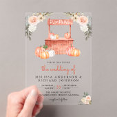 Peach Floral Pumpkin Market Wedding Acryl Uitnodigingen (Insitu (Draagbaar))