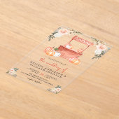 Peach Floral Pumpkin Market Wedding Acryl Uitnodigingen (Laagn)