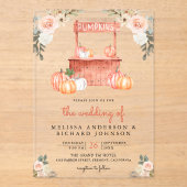 Peach Floral Pumpkin Market Wedding Acryl Uitnodigingen (Voorkant)