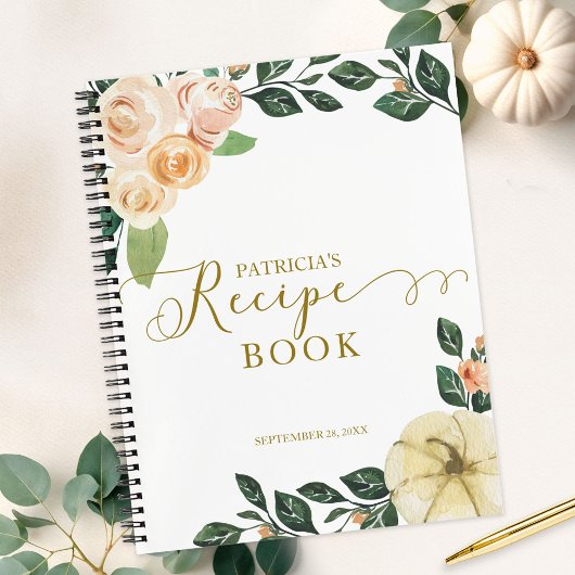 Peach Floral Pumpkin Vrijgezellenfeest Recipe Book Notitieboek