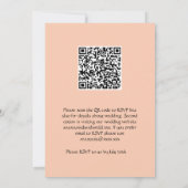 Peach Floral QR Code Weddenschap Kaart (Achterkant)