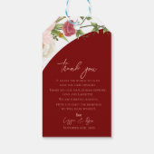 Peach Floral Red Arch Wedding Thank you Message Cadeaulabel (Achterkant)