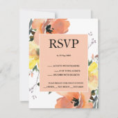 Peach Floral Response Kaart RSVP (Voorkant)