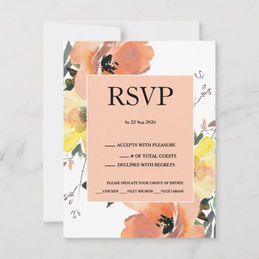 Peach Floral Response Kaart RSVP (Voorkant)