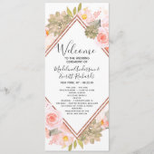 Peach Floral Roos Gold huwelijksceremonie programm Programmakaart (Voorkant)