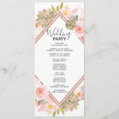 Peach Floral Roos Gold huwelijksceremonie programm Programmakaart (Achterkant)