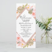 Peach Floral Roos Gold huwelijksceremonie programm Programmakaart (Staand voorkant)