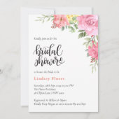 Peach Floral Roos Greenery Vrijgezellenfeest Kaart (Voorkant)