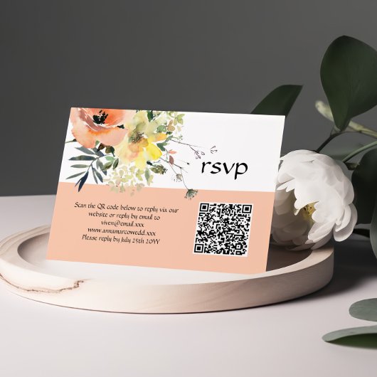 Peach Floral RSVP-kaart RSVP Kaartje