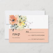 Peach Floral RSVP-kaart RSVP Kaartje (Voorkant)