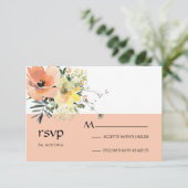 Peach Floral RSVP-kaart RSVP Kaartje (Staand voorkant)