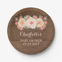 Peach Floral Rustic Baby shower Bord